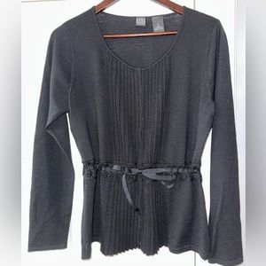 SAKS FIFTH AVENUE, BLACK, 100% MERINO WOOL, WOMEN’S DESIGNER SHIRT       Size: L